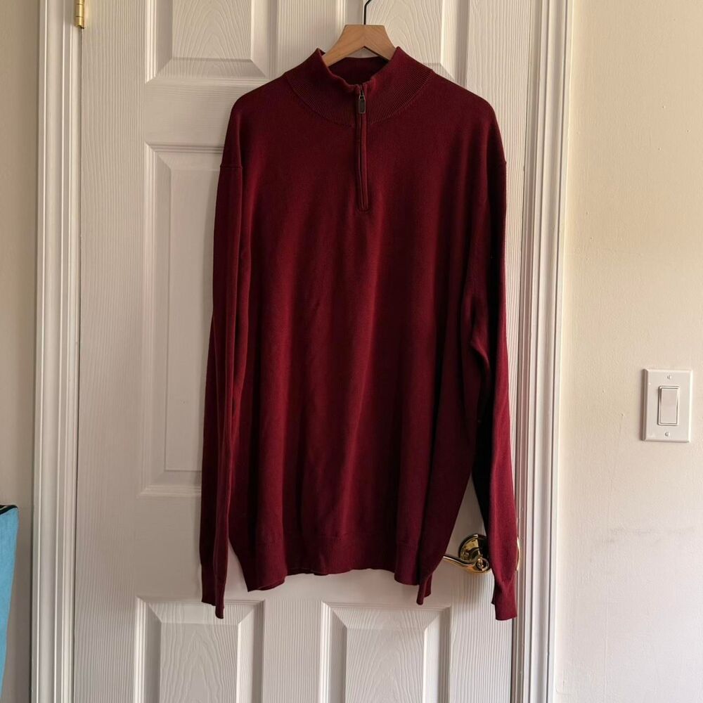 Deep Red 2X Quarterzip Sweater Jos. A Bank Pima Cotton